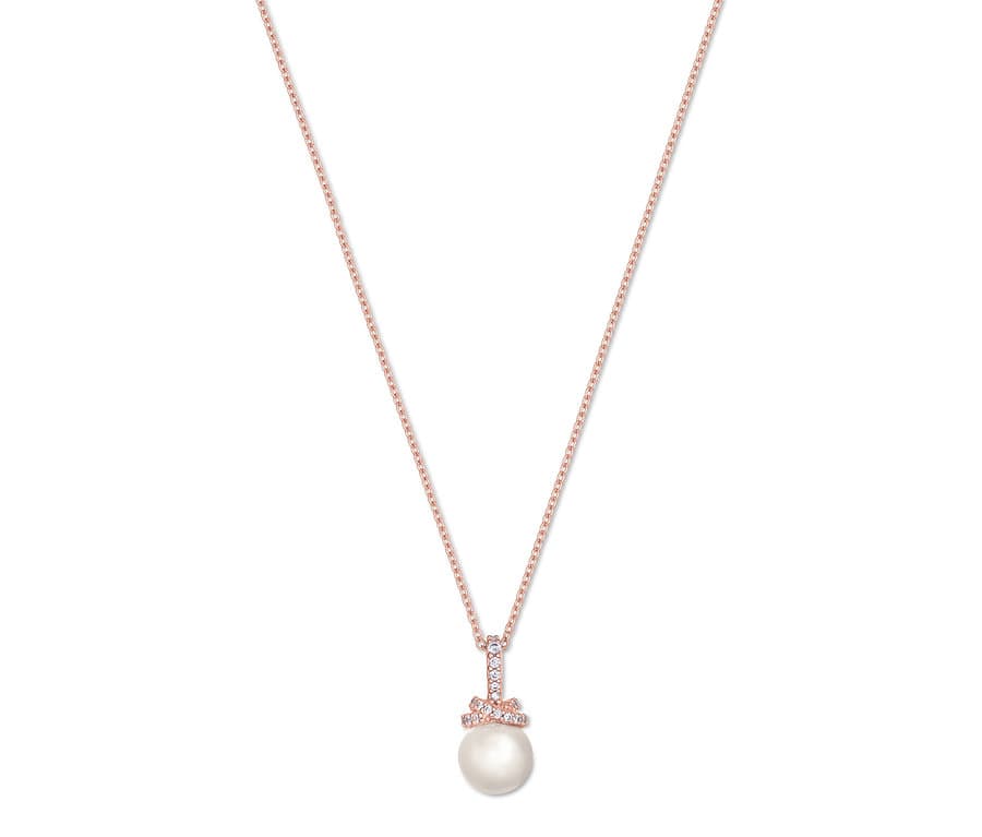 925 Silber Kette rosévergoldet mit Muschelkernperle